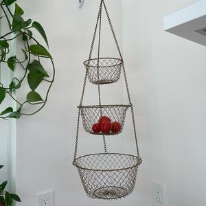 Vintage metal hanging fruit basket